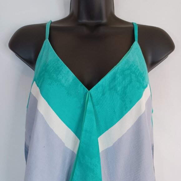 Rachel Roy Women's Tank Top Blue Sz S Layer V Neck Coastal Nautical Maritime - Picture 3 of 14